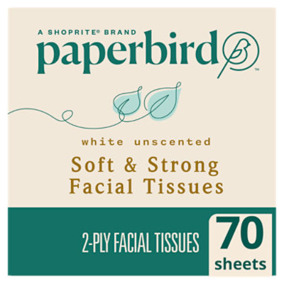 Paperbird White Unscented Soft & Strong Facial Tissues, 70 2-ply tissues per box