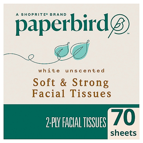 Paperbird White Unscented Soft & Strong Facial Tissues, 70 2-ply tissues per box