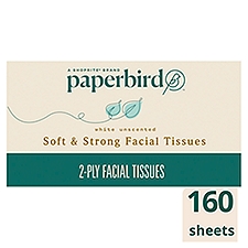 Paperbird White Unscented Soft & Strong 160 2-ply tissues per box, Facial Tissues, 160 Each