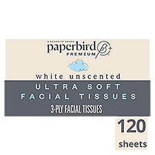 Paperbird Premium White Unscented Ultra Soft Facial Tissues, 120 3-ply tissues per box