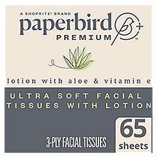 Paperbird Premium Ultra Soft with Lotion 65 3-ply tissues per box, Facial Tissues, 65 Each