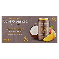 Bowl & Basket Specialty Coconut Mango Sparkling Water, 12 fl oz, 8 count