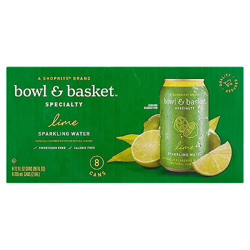Bowl & Basket Specialty Lime Sparkling Water, 12 fl oz, 8 count