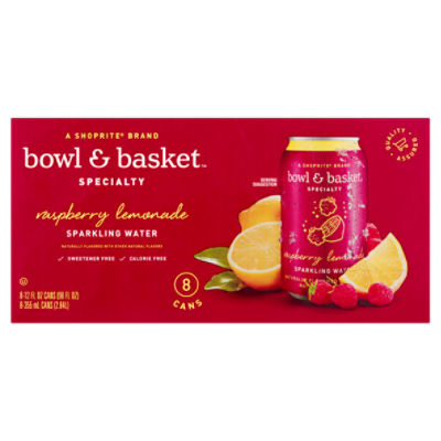 Bowl & Basket Specialty Raspberry Lemonade Sparkling Water, 12 fl oz, 8 count