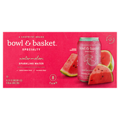 Bowl & Basket Specialty Watermelon Sparkling Water, 12 fl oz, 8 count