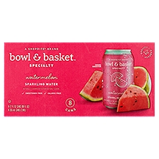 Bowl & Basket Specialty Watermelon Sparkling Water, 12 fl oz, 8 count
