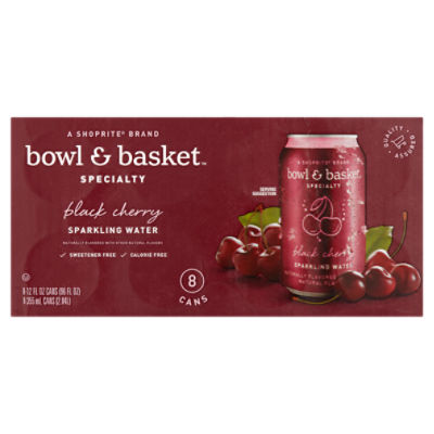 Bowl & Basket Specialty Black Cherry Sparkling Water, 12 fl oz, 8 count