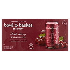 Bowl & Basket Specialty Black Cherry Sparkling Water, 12 fl oz, 8 count