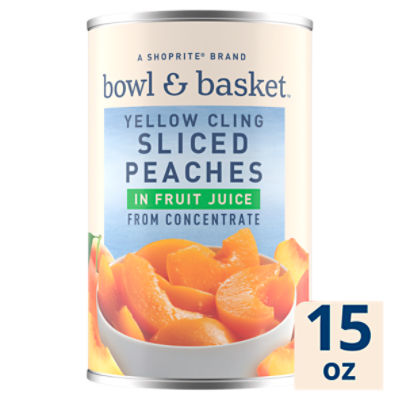 Bowl & Basket Yellow Cling Sliced Peaches in Fruit Juice, 15 oz, 15 Ounce