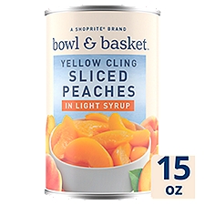 Bowl & Basket Yellow Cling Sliced Peaches in Light Syrup, 15 oz, 15 Ounce
