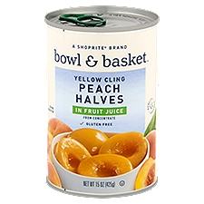 Bowl & Basket Yellow Cling Peach Halves in Fruit Juice, 15 oz
