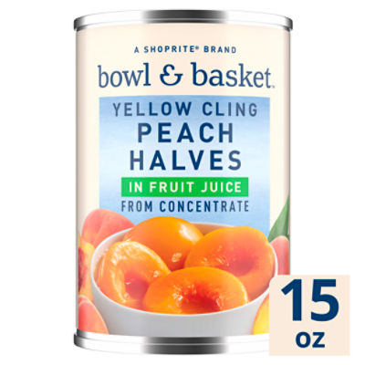 Bowl & Basket Yellow Cling Peach Halves in Fruit Juice, 15 oz, 15 Ounce