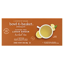 Bowl & Basket Specialty Caffeine-Free Lemon Ginger Herbal Tea Bags, 20 count, 1.06 oz