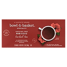 Bowl & Basket Specialty Caffeine-Free Hibiscus Herbal Tea Bags, 20 count, 1.2 oz