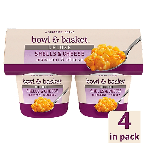 Bowl & Basket Deluxe Shells & Cheese Macaroni & Cheese, 2.39 oz, 4 count