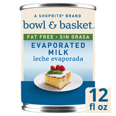 Bowl & Basket Fat Free Evaporated Milk, Leche Evaporada Sin Grasa, 12 fl oz  - The Fresh Grocer