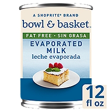 Bowl & Basket Fat Free Evaporated Milk, Leche Evaporada Sin Grasa, 12 fl oz