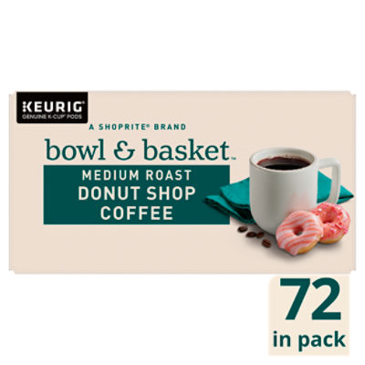 Bowl & Basket Medium Roast Donut Shop Coffee K-Cup Pods, 0.31 oz, 72 count, 22.6 Ounce