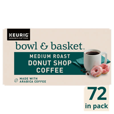 Bowl & Basket Medium Roast Donut Shop Coffee K-Cup Pods, 0.31 oz, 72 count, 22.6 Ounce