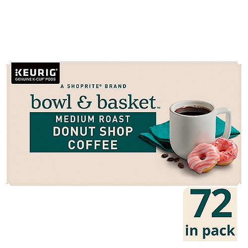 Bowl & Basket Medium Roast Donut Shop Coffee K-Cup Pods, 0.31 oz, 72 count