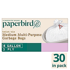 Paperbird 4 Gallon Twist Tie Small Multi-Purpose Garbage Bags, 30 count