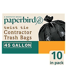 Paperbird 45 Gallon Twist Tie Contractor Trash Bags, 10 count