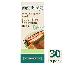 Paperbird Double Zipper Seal Super Size Sandwich Bags, 30 count, 30 Each