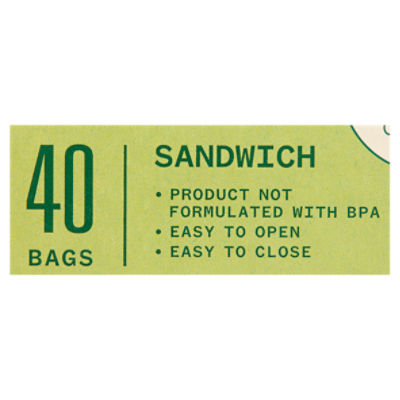 Sandwich Bags, Zipper Seal, 40-Ct.
