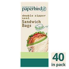 Paperbird Double Zipper Seal Sandwich Bags, 40 count