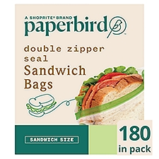 Paperbird Double Zipper Seal Sandwich Bags, 180 count