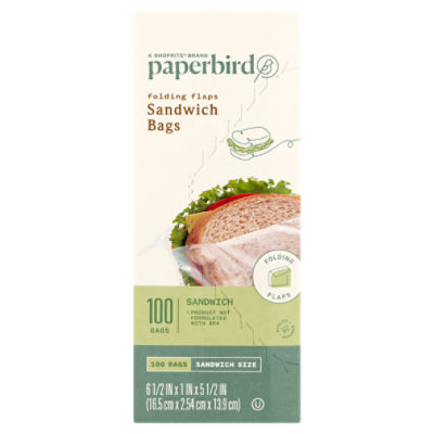 Paperbird Folding Flaps Sandwich Bags, 100 count ShopRite