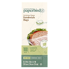 Paperbird Folding Flaps Sandwich Bags, 100 count, 100 Each