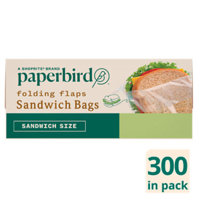 Paperbird Folding Flaps Sandwich Bags, 300 count
