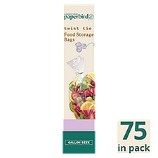Paperbird Gallon Size Twist Tie Food Storage Bags, 75 count, 75 Each