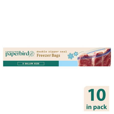 Paperbird 2 Gallon Double Zipper Seal Freezer Bags, 10 count