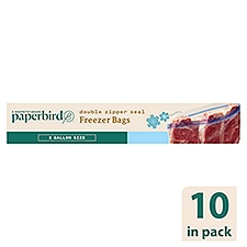 Paperbird 2 Gallon Double Zipper Seal Freezer Bags, 10 count