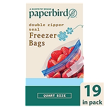 Paperbird Quart Size Double Zipper Seal Freezer Bags, 19 count, 19 Each