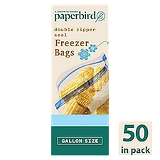Paperbird Double Zipper Seal Freezer Bags, 50 count
