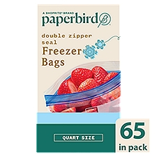 Paperbird Double Zipper Seal Freezer Bags, 65 count