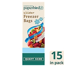 Paperbird Quart Size Slider Freezer Bags, 15 count