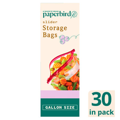 Paperbird Gallon Size Slider Storage Bags, 30 count