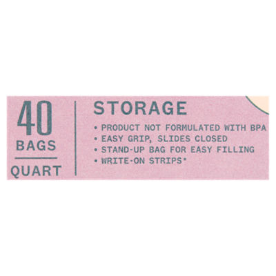 ShopRite Storage Slider Bags, Quart Size, 40 count