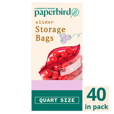 ShopRite Storage Slider Bags, Quart Size, 40 count