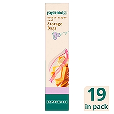 Paperbird Gallon Size Double Zipper Seal Storage Bags, 19 count