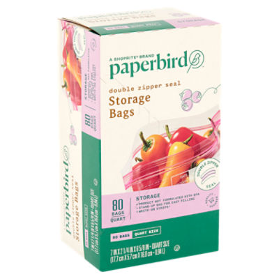 Paperbird Gallon Size Double Zipper Seal Freezer Bags, 14 count