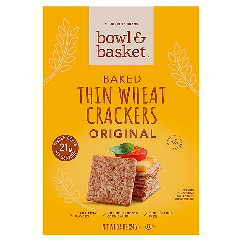 Bowl & Basket Baked Thin Wheats Crackers, 8.5 oz
Contains 21g Whole Grain per Serving*
*USDA Recommends Consuming 48g or More Whole Grains per Day.