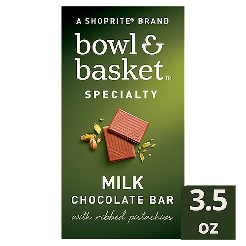 Bowl & Basket Specialty Milk Chocolate Bar with Ribbed Pistachios, 3.5 oz