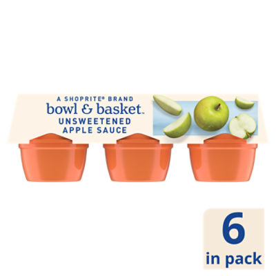 Bowl & Basket Unsweetened Apple Sauce, 4 oz, 6 count