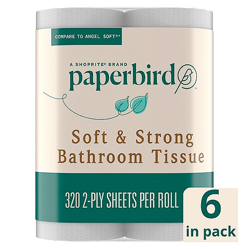 Paperbird Soft & Strong Bathroom Tissue, 320 2-ply sheets per roll, 6 count