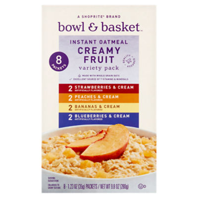 Bowl & Basket Creamy Fruit Instant Oatmeal Variety Pack, 1.23 oz, 8 count, 9.8 Ounce